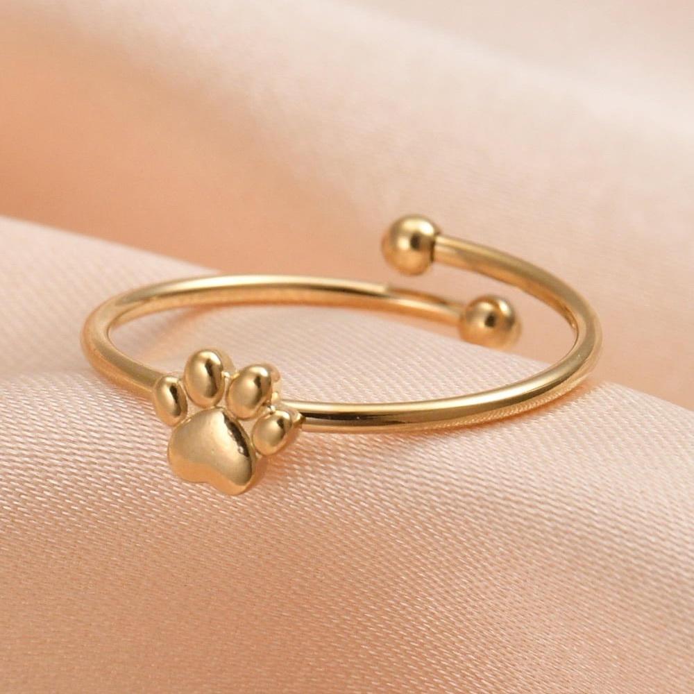 Bear Track Stainless Steel Open Ring